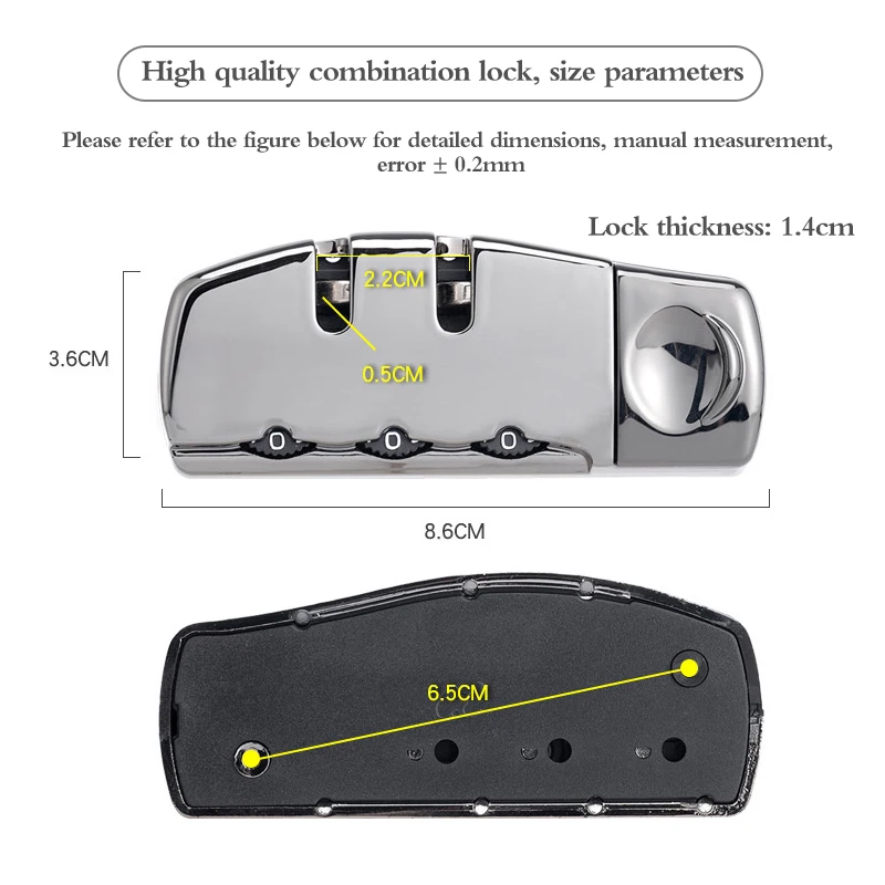 Hot Sale Simple Back 3 Digit Combination Suitcase Padlock Reset Luggage Lock Travel Suitcase Accessory Password Dial Digital
Hot Sale Simple Back 3 Digit Combination Suitcase Padlock Reset Luggage Lock Travel Suitcase Accessory Password Dial Digital