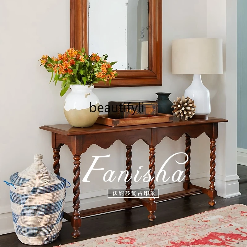 French medieval style entrance hall table side cabinet retro solid wood high foot entrance hall table
French medieval style entrance hall table side cabinet retro solid wood high foot entrance hall table