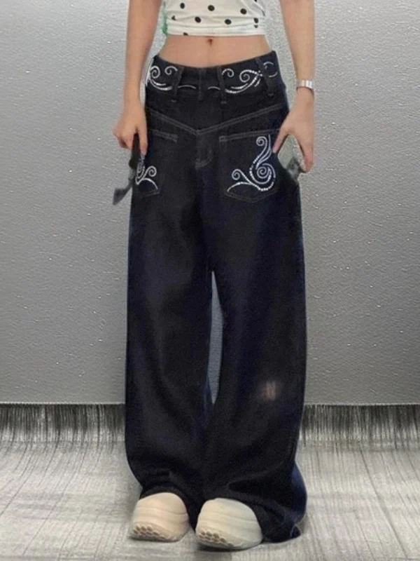 Faionable Embroidered Wide Leg Jeans High Waist Straight Cut Floor Length Pants Slimming Street Sle Women's Casual Denim
Faionable Embroidered Wide Leg Jeans High Waist Straight Cut Floor Length Pants Slimming Street Sle Women's Casual Denim