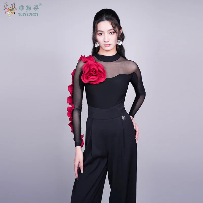Modern Dance Performance Top Women's National Standard Latin Dance Costume Handmade Sleeve Flower Jumpsuit Tops Practice Clothg
Modern Dance Performance Top Women's National Standard Latin Dance Costume Handmade Sleeve Flower Jumpsuit Tops Practice Clothg