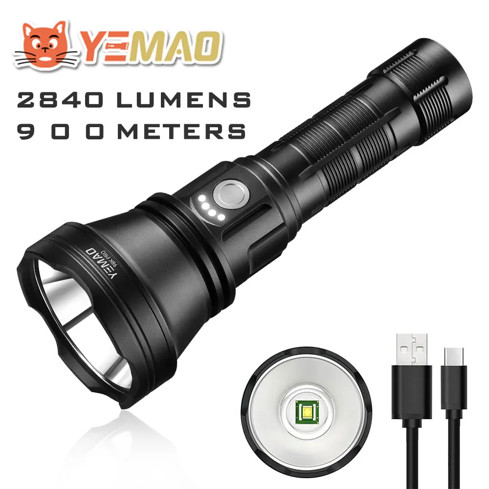YEMA0 98KPro 2840LM High Power Rechargeable LED Flashlight With Smart Power Display Portable Waterproof Long Range Torch
YEMA0 98KPro 2840LM High Power Rechargeable LED Flashlight With Smart Power Display Portable Waterproof Long Range Torch