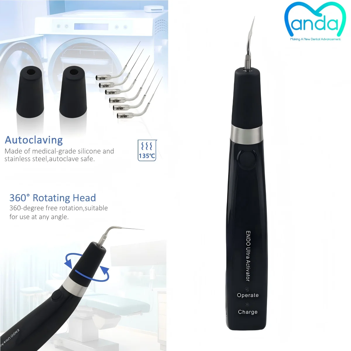 Dental Endo Ultra Activator Endo Irrigator Cordless Ultrasonic Activator For Endodontic Treatment With 6 Tips 40-50Khz
Dental Endo Ultra Activator Endo Irrigator Cordless Ultrasonic Activator For Endodontic Treatment With 6 Tips 40-50Khz