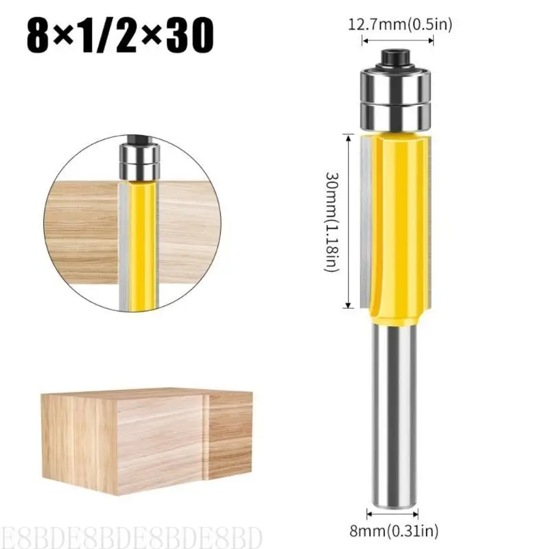 E8BD Professional 45# Steel Trimming Router Bit With Double Bearing For Woodworking Accuracy And Stability 8mm Shank
E8BD Professional 45# Steel Trimming Router Bit With Double Bearing For Woodworking Accuracy And Stability 8mm Shank
