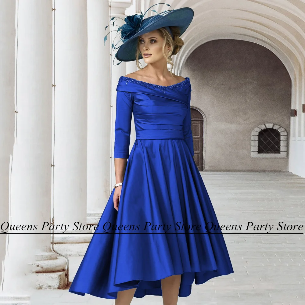 Fashion Royal Blue Mother Party Dresses for Wedding 3/4 Sleeves Beading V Neck Pleat A Line Tea Length of The Bride Dress
Fashion Royal Blue Mother Party Dresses for Wedding 3/4 Sleeves Beading V Neck Pleat A Line Tea Length of The Bride Dress