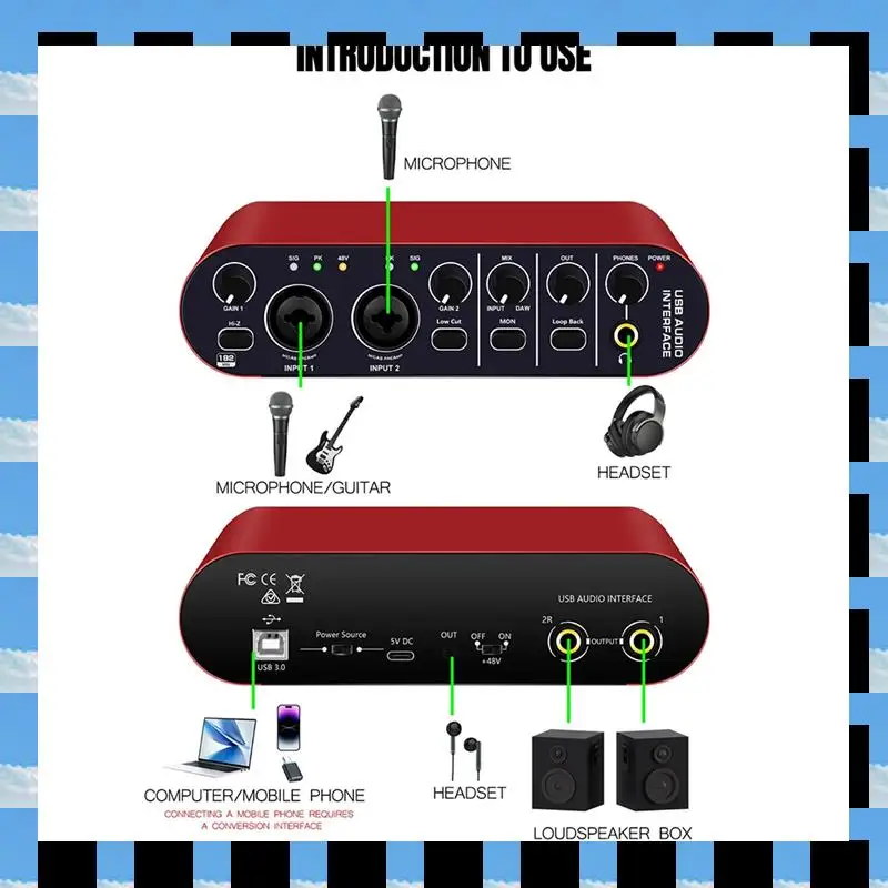 ABME Professional 24Bit 192Khz Audio Interface 2 Input Sound Card For Electric Guitar External Studio PC Recording Tuner
ABME Professional 24Bit 192Khz Audio Interface 2 Input Sound Card For Electric Guitar External Studio PC Recording Tuner