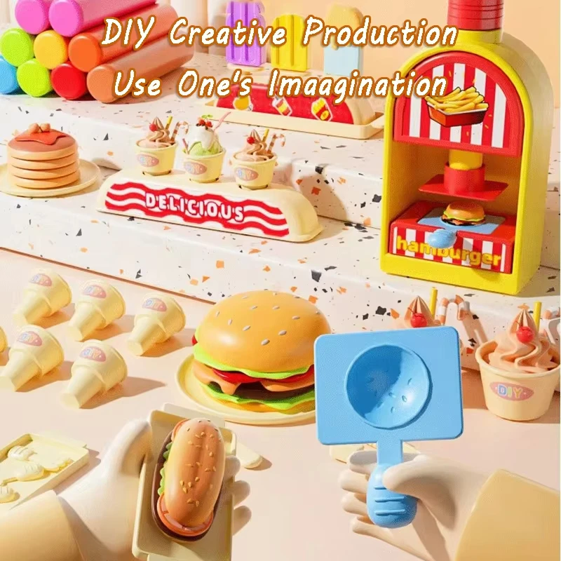 DIY Colored Clay Ice Cream Pretend Play Kids Plasticine Machine Toys Game Simulation Make Hamburger Creative Toy Slime Kit Gifts
DIY Colored Clay Ice Cream Pretend Play Kids Plasticine Machine Toys Game Simulation Make Hamburger Creative Toy Slime Kit Gifts