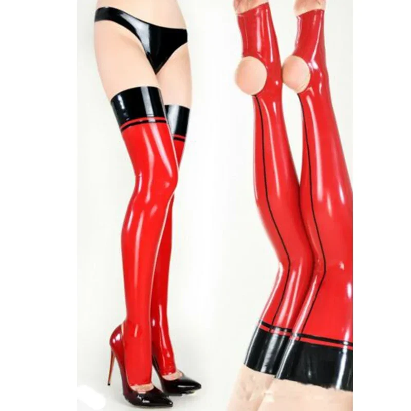 Red Latex Thigh High Stockings with Black Trims 0.4mm Custom Made
Red Latex Thigh High Stockings with Black Trims 0.4mm Custom Made