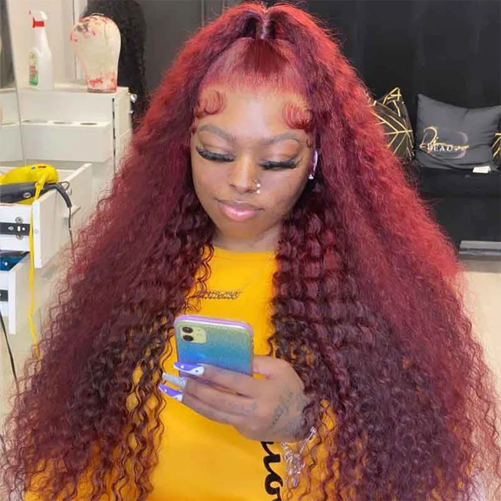 18-40 Inch Burgundy 99J Deep Wave 13x4 HD Lace Frontal Wig Colored Curly Human Hair Wigs 200 Density 13x6 Hd Lace Frontal Human Hair Wigs
18-40 Inch Burgundy 99J Deep Wave 13x4 HD Lace Frontal Wig Colored Curly Human Hair Wigs 200 Density 13x6 Hd Lace Frontal Human Hair Wigs