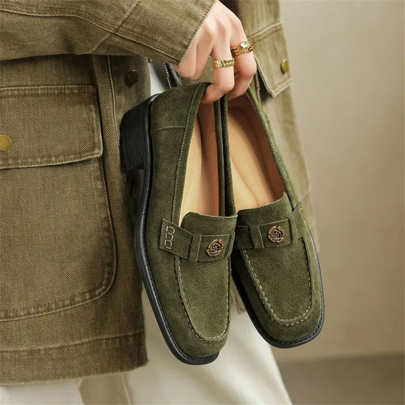 New Spring/Autumn Cow Suede Women Shoes Fashion Retro Square Toe Shoes for Women Mid Heels Women Pumps Handmade Green Loafers
New Spring/Autumn Cow Suede Women Shoes Fashion Retro Square Toe Shoes for Women Mid Heels Women Pumps Handmade Green Loafers