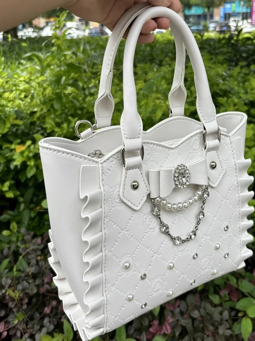 Lolita Pearl Rhinestone Knot Tote Bag Single oulder Crossbody Bag Cute Girl Casual Simple Sle Handbag
Lolita Pearl Rhinestone Knot Tote Bag Single oulder Crossbody Bag Cute Girl Casual Simple Sle Handbag