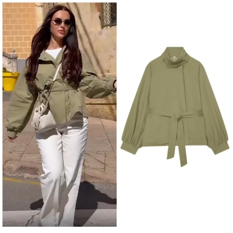 Women's Jackets 2026 New Solid High Neck Long Sleeve Pockets Jacket Casual Fashion With Belt Loose Outerwear Female Chic Tops
Women's Jackets 2026 New Solid High Neck Long Sleeve Pockets Jacket Casual Fashion With Belt Loose Outerwear Female Chic Tops