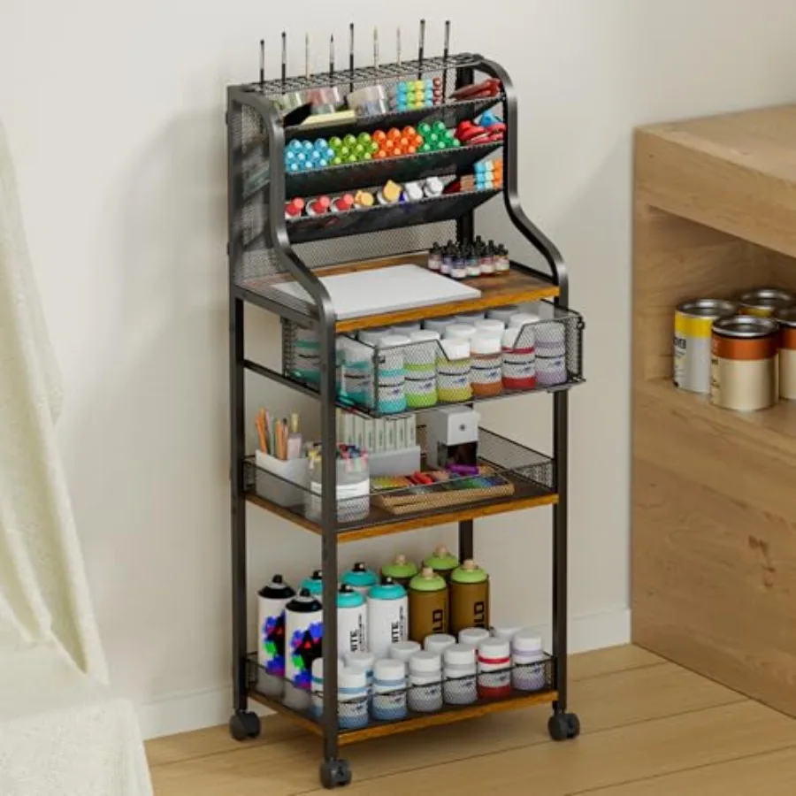 Large 7-Tier Rolling Utility Cart with Drawer, 40in Tall Metal Craft and Art Storage Organizer with Lockable Wheels, Storage fo
Large 7-Tier Rolling Utility Cart with Drawer, 40in Tall Metal Craft and Art Storage Organizer with Lockable Wheels, Storage fo