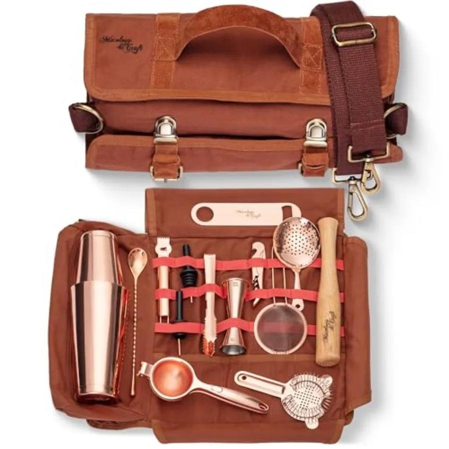 Travel Bartender Kit Bag Professional 17-piece Copper Bar Tool Set with Portable Bar Bag and Shoulder Strap for Easy Carry and
Travel Bartender Kit Bag Professional 17-piece Copper Bar Tool Set with Portable Bar Bag and Shoulder Strap for Easy Carry and