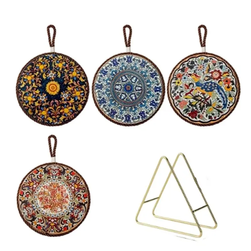 【PARTY DAY】New Chinese Style Heat Insulating Mat 4Pcs Vintage Design With Cork Base Coasters Hanging Rope Dinner Mat
【PARTY DAY】New Chinese Style Heat Insulating Mat 4Pcs Vintage Design With Cork Base Coasters Hanging Rope Dinner Mat
