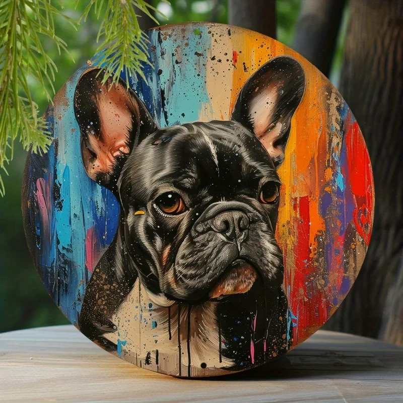 8x8 in Spring Aluminum Tin Sign Faux Resin Painting Round Wreath Decorative Sign, Mothers Gifts French Bulldog Theme Decoration
8x8 in Spring Aluminum Tin Sign Faux Resin Painting Round Wreath Decorative Sign, Mothers Gifts French Bulldog Theme Decoration