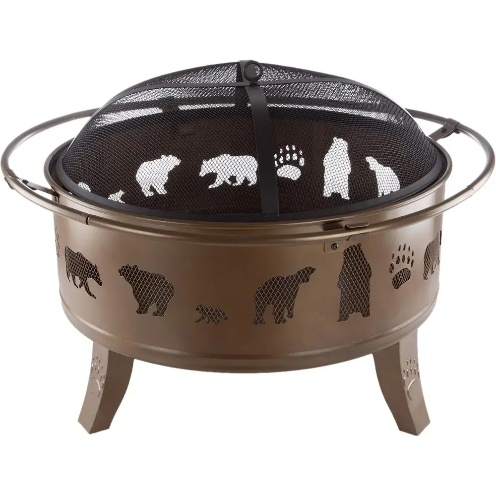 50-1202 32” Outdoor Deep ire Pit-Round Large Steel Bowl with Bear Cutouts, Mesh Spark Sn, Log Poker & Storage Cover-Patio Wood B
50-1202 32” Outdoor Deep ire Pit-Round Large Steel Bowl with Bear Cutouts, Mesh Spark Sn, Log Poker & Storage Cover-Patio Wood B