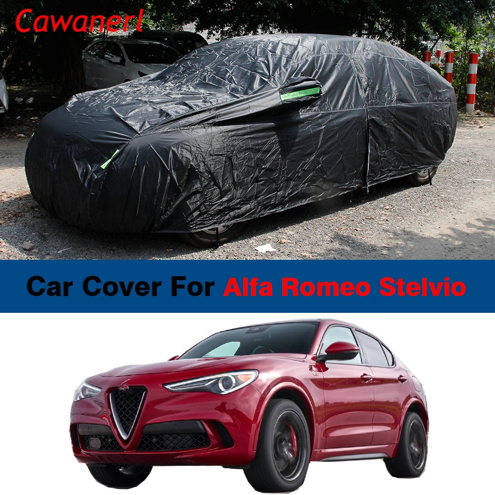 Черный водонепроницаемый автомобильный чехол для Alfa Romeo Stelvio 2016-2023, внедорожник, уличный солнцезащитный козырек от УФ-лучей, защита от снега, дождя, льда, пылезащитный чехол
Черный водонепроницаемый автомобильный чехол для Alfa Romeo Stelvio 2016-2023, внедорожник, уличный солнцезащитный козырек от УФ-лучей, защита от снега, дождя, льда, пылезащитный чехол