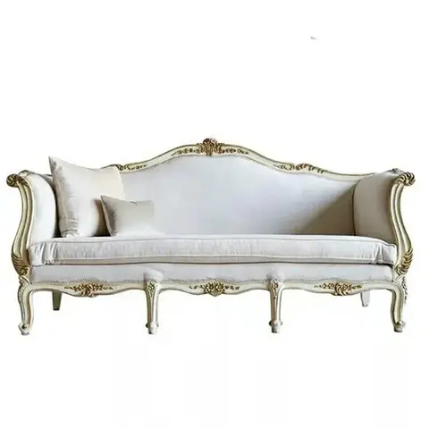 Sofá antiguo personalizado de alta gama para tres personas, muebles franceses para sala de estar, esquina de tela de terciopelo