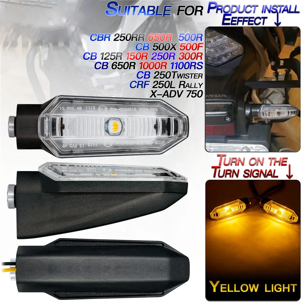 Motorcycle LED Turn Signal Lights Lamps Side Indicator for HONDA CB125/CBR650R/CBF/X-ADV /CB 150R /CB 300R/ CB 1000R
Motorcycle LED Turn Signal Lights Lamps Side Indicator for HONDA CB125/CBR650R/CBF/X-ADV /CB 150R /CB 300R/ CB 1000R
