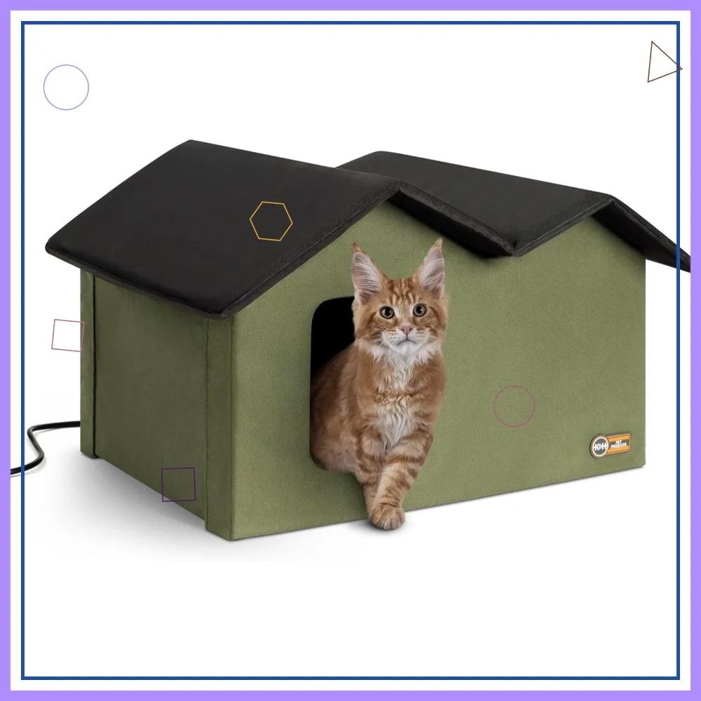 Extra-Wide Heated Cat House for Outside, Weatherproof Insulated Shelter with 2 Escape Doors & Waterproof Heated Bed - Olive
Extra-Wide Heated Cat House for Outside, Weatherproof Insulated Shelter with 2 Escape Doors & Waterproof Heated Bed - Olive