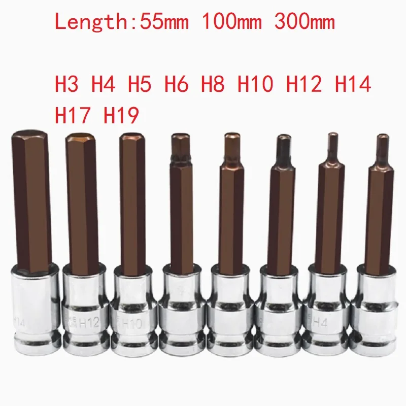 55/100/300mm Long 1/2 Hex Bit Socket Hexgon Bits Adapter Allen Key Spanner Ratchet Wrench H3 H4 H5 H6 H8 H10 H12 H14 H17 H19
55/100/300mm Long 1/2 Hex Bit Socket Hexgon Bits Adapter Allen Key Spanner Ratchet Wrench H3 H4 H5 H6 H8 H10 H12 H14 H17 H19