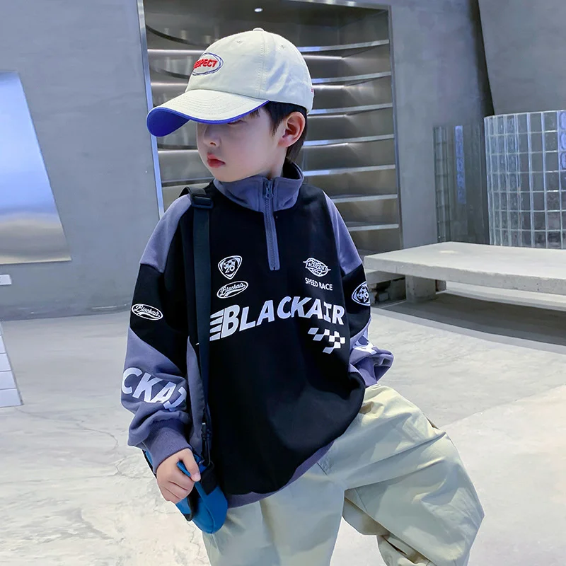 Sweatshirts Fashion Loose Boys Hoodies Children Spring Autumn Clothes Half High Collar Letter Print Pullover Shirt Tops 2023 New
Sweatshirts Fashion Loose Boys Hoodies Children Spring Autumn Clothes Half High Collar Letter Print Pullover Shirt Tops 2023 New