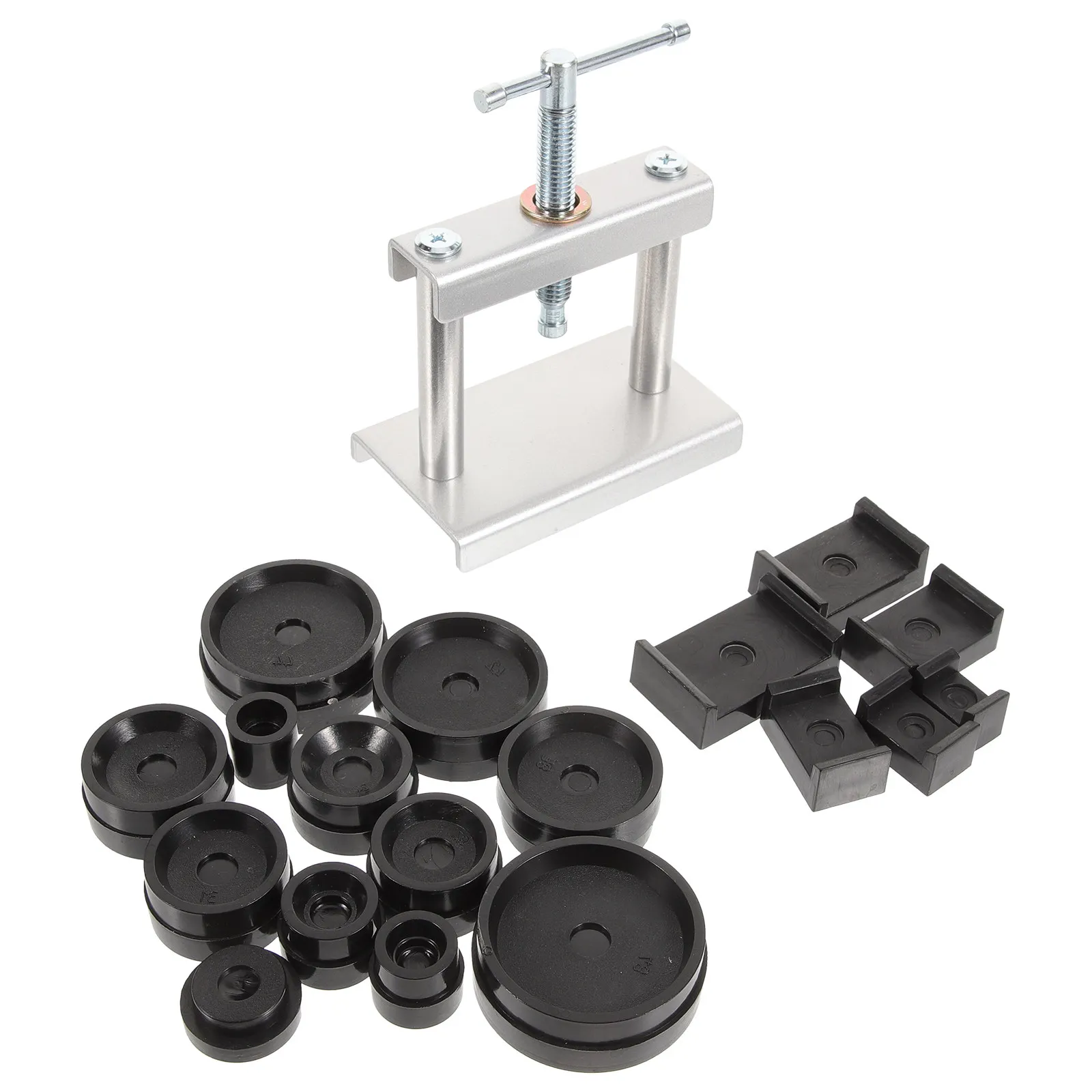 1Set Professional Watch Press Tool Set with Plastic Molds for Watch Back Cover Pressing Battery Replacement and Case Repair Use
1Set Professional Watch Press Tool Set with Plastic Molds for Watch Back Cover Pressing Battery Replacement and Case Repair Use