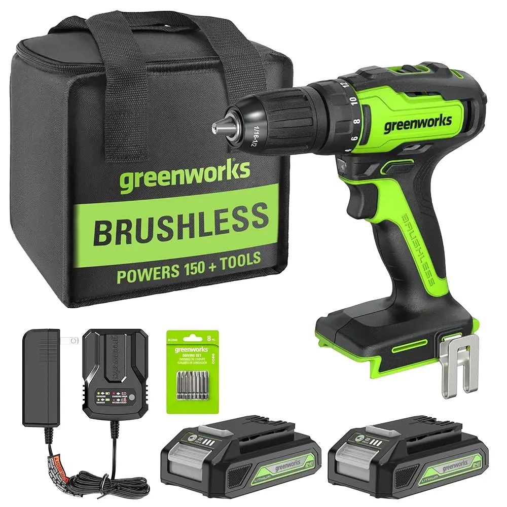 24V Brushl Cordl Drill Kit, 310 In./Lbs, 18+1 Position Clutch, 1/2 '' Keyl Chuck, Variable Speed, (2)2Ah Batteries With 2A
24V Brushl Cordl Drill Kit, 310 In./Lbs, 18+1 Position Clutch, 1/2 '' Keyl Chuck, Variable Speed, (2)2Ah Batteries With 2A