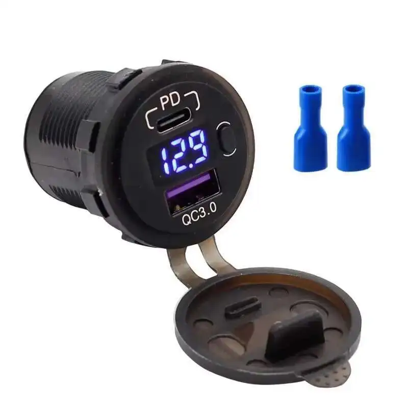 YICN135-2 USB Motorcycle Car Phone Charger PD3.0 + Fast USB3.0 Type C Connector With 12V 24V Switch Voltmeter
YICN135-2 USB Motorcycle Car Phone Charger PD3.0 + Fast USB3.0 Type C Connector With 12V 24V Switch Voltmeter