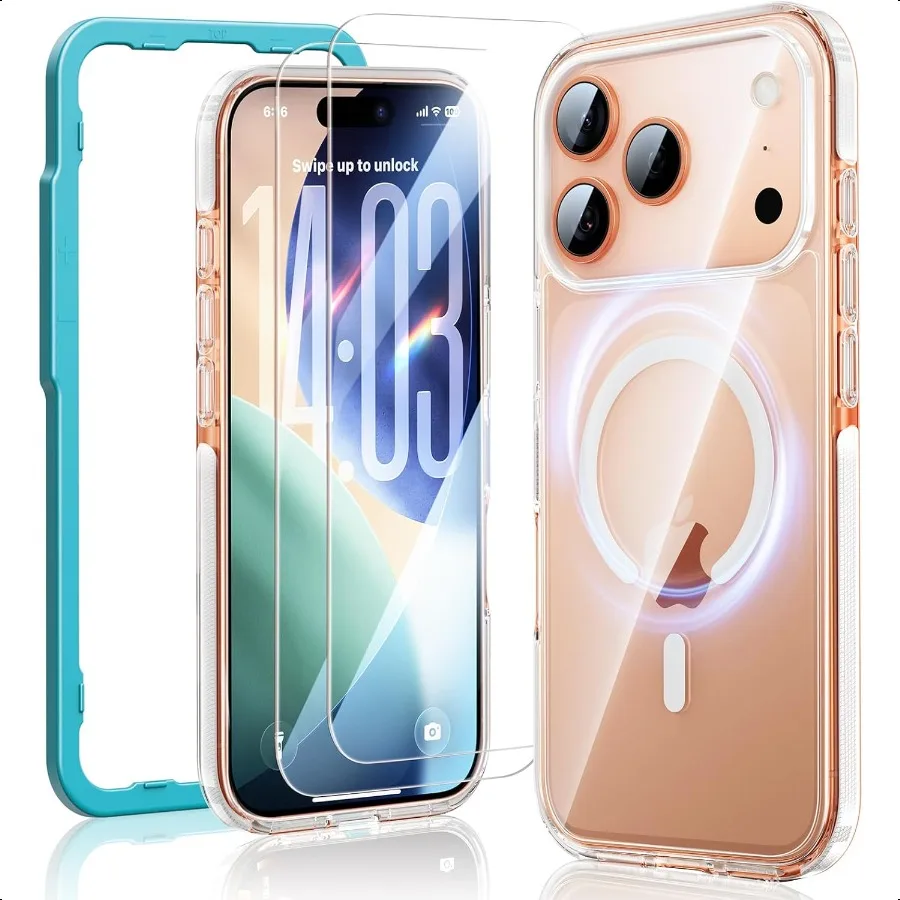 SMARTDEVIL Magnetic for iPhone 17 Pro Max Case with 2 Pack Screen Protector Compatible with Magsafe Alignment Frame UltraThin i
SMARTDEVIL Magnetic for iPhone 17 Pro Max Case with 2 Pack Screen Protector Compatible with Magsafe Alignment Frame UltraThin i