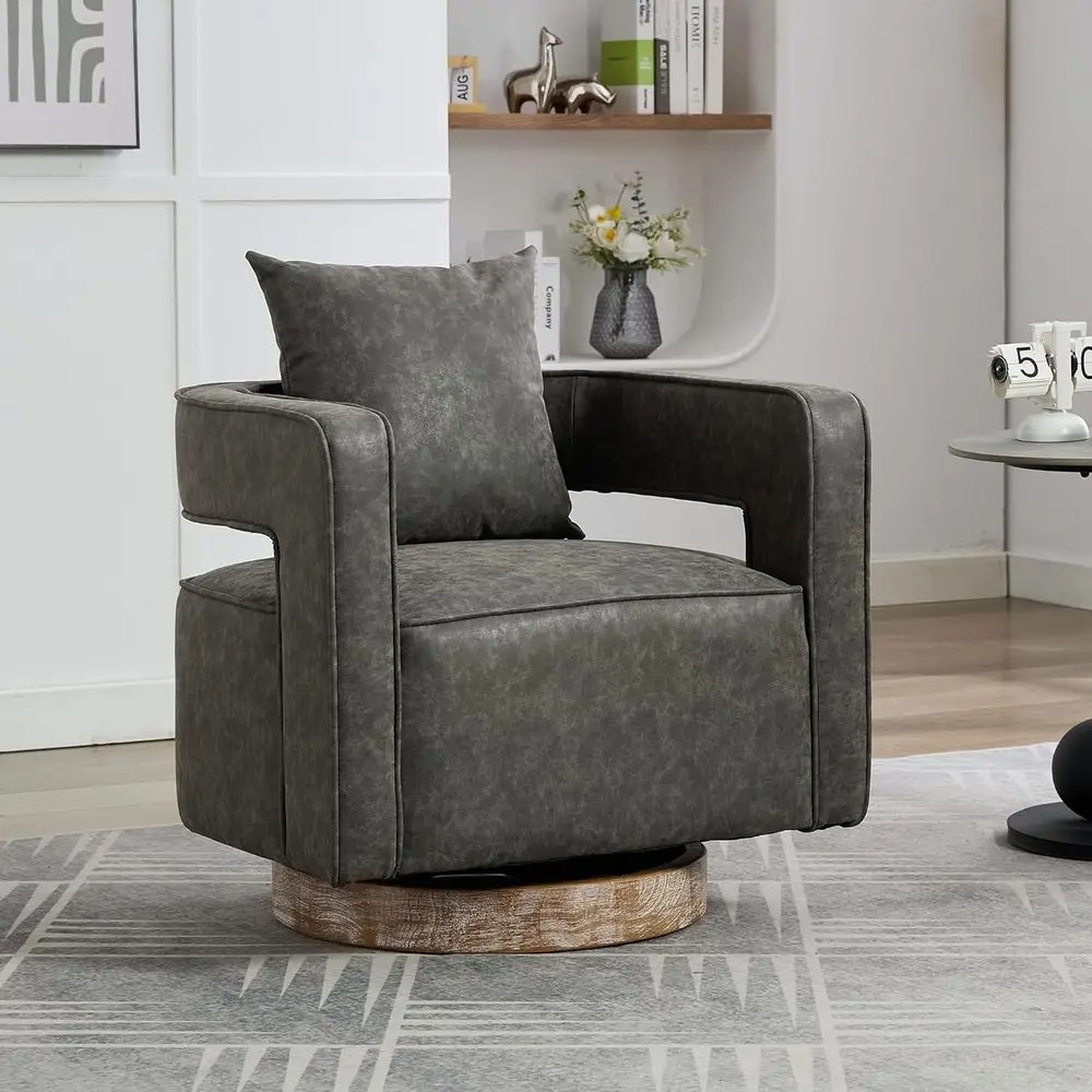 Open-Back Club Chair with Weathered Rubberwood Base and Leather Upholstery for Bedroom Lounge or Hotel (Grey)
Open-Back Club Chair with Weathered Rubberwood Base and Leather Upholstery for Bedroom Lounge or Hotel (Grey)