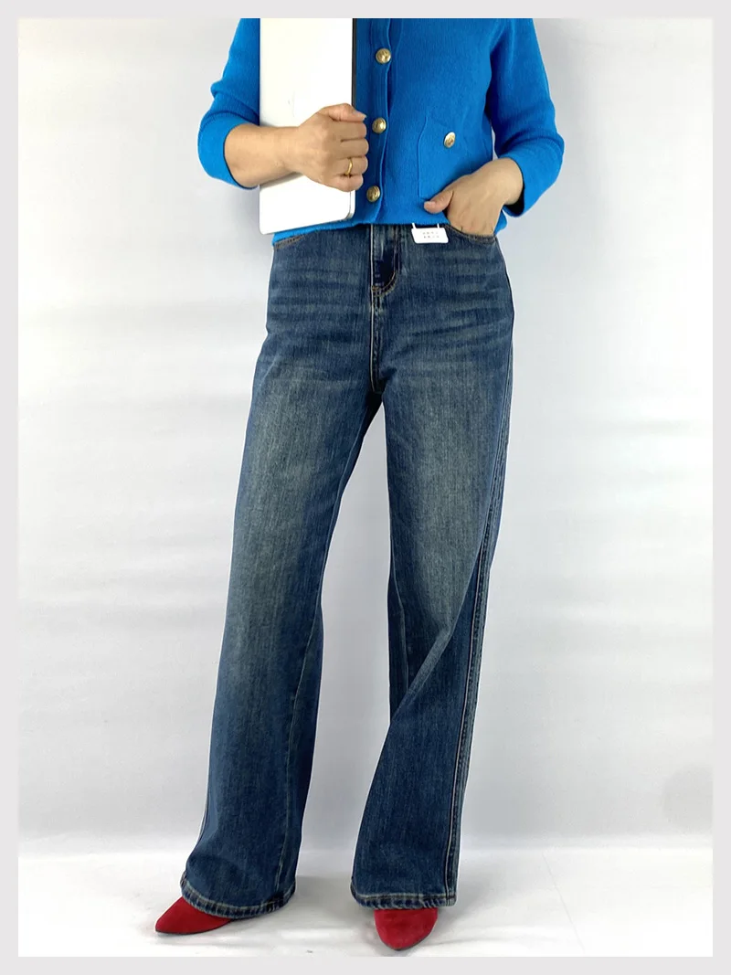 Quality High Waist Straight Jeans Women Fall Pear-shaped Body Size XL XXL Loose Stretched Denim Casual Wide Leg Long Pants D090
Quality High Waist Straight Jeans Women Fall Pear-shaped Body Size XL XXL Loose Stretched Denim Casual Wide Leg Long Pants D090