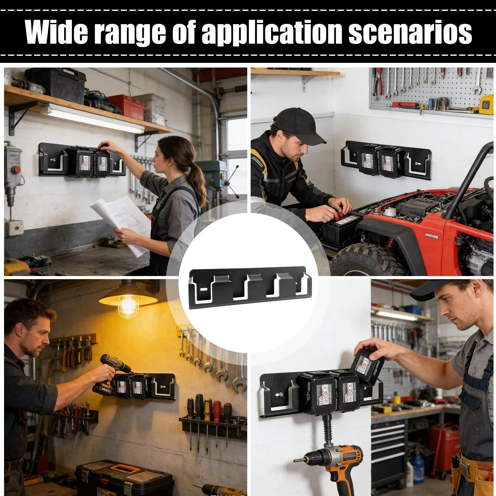 Wall Mount Battery Organizer 4-Slot Solid Steel Heavy-Duty Holder Wall Mount Holder For 18V Batteries For Bedroom Study Indoor
Wall Mount Battery Organizer 4-Slot Solid Steel Heavy-Duty Holder Wall Mount Holder For 18V Batteries For Bedroom Study Indoor