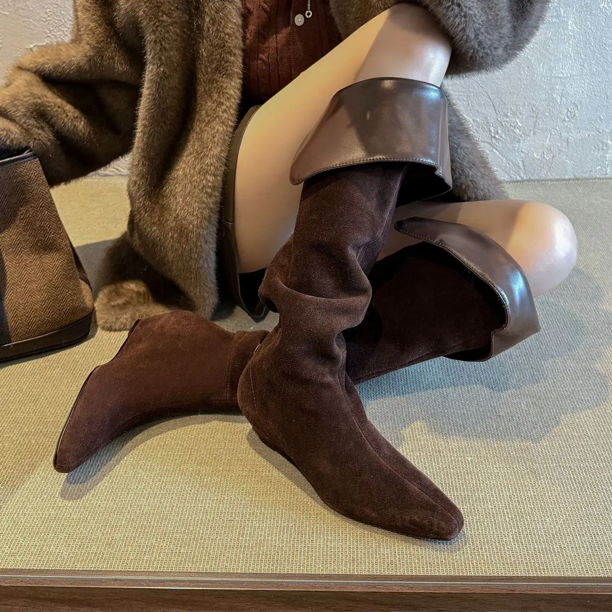Arden Furtado Autumn Cow suede Wedges Over the knee boots Square toe slip-on Middle heel Skinny boots Large size Women's boots
Arden Furtado Autumn Cow suede Wedges Over the knee boots Square toe slip-on Middle heel Skinny boots Large size Women's boots