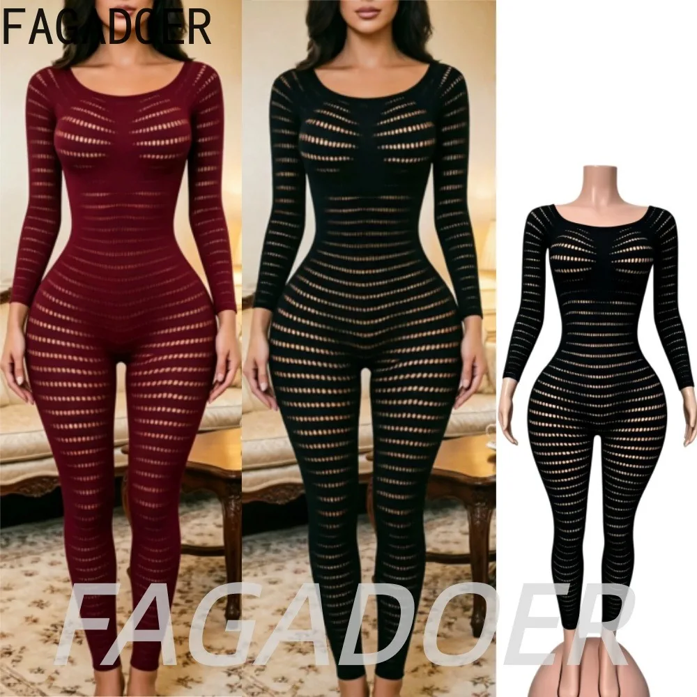FAGADOER Women Sexy Knit See Through Bodycon Jumpsuits 2026 Summer Solid Color Hollow Out Rompers Night Party Club Playsuits New
FAGADOER Women Sexy Knit See Through Bodycon Jumpsuits 2026 Summer Solid Color Hollow Out Rompers Night Party Club Playsuits New