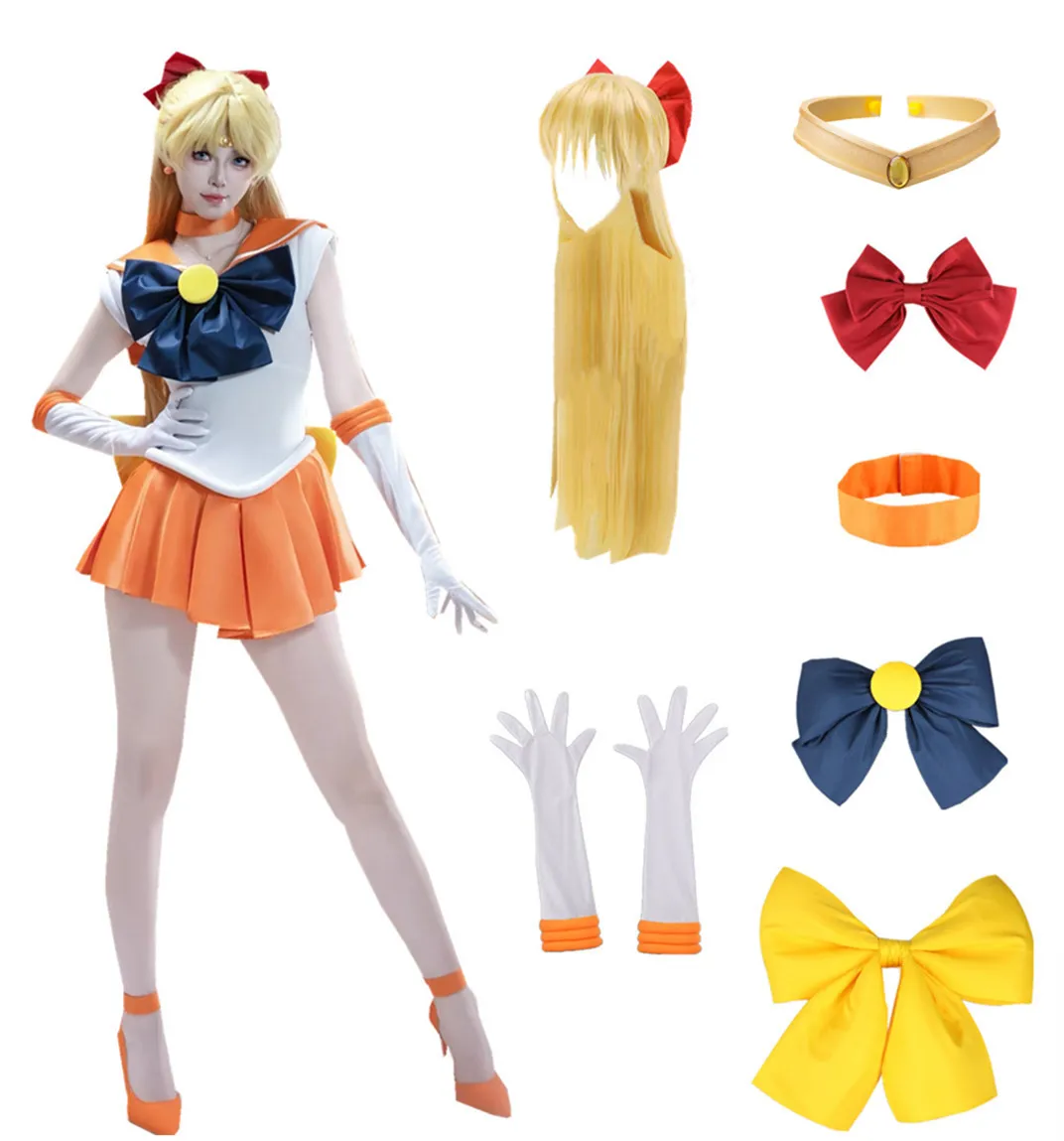 US Size Anime Venus Cosplay Aino Minako Women's Orange Skirt Party Outfit Halloween Costume
US Size Anime Venus Cosplay Aino Minako Women's Orange Skirt Party Outfit Halloween Costume