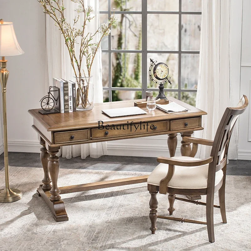 yj 5 American straight row with drawers storage desk European mortise and tenon rural old antique home writing desk
yj 5 American straight row with drawers storage desk European mortise and tenon rural old antique home writing desk
