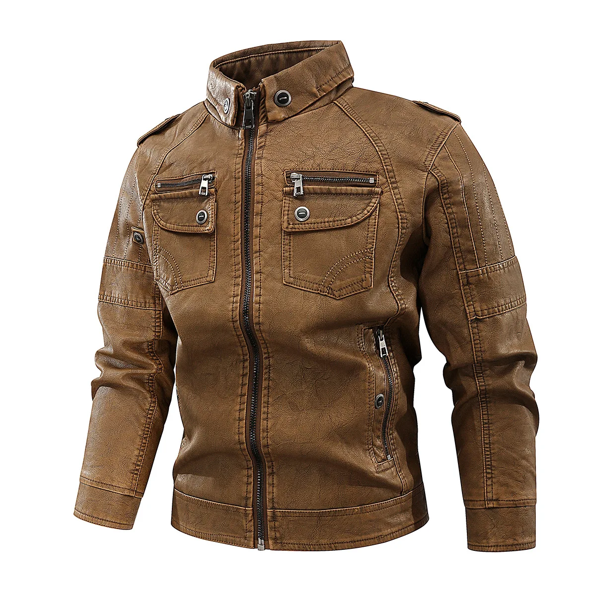 PU Leather Motorcycle Jacket with Stand Collar for Men, Windproof Coat, Punk Rock Suit, Washed Leather, Black, Vintage, Winter
PU Leather Motorcycle Jacket with Stand Collar for Men, Windproof Coat, Punk Rock Suit, Washed Leather, Black, Vintage, Winter