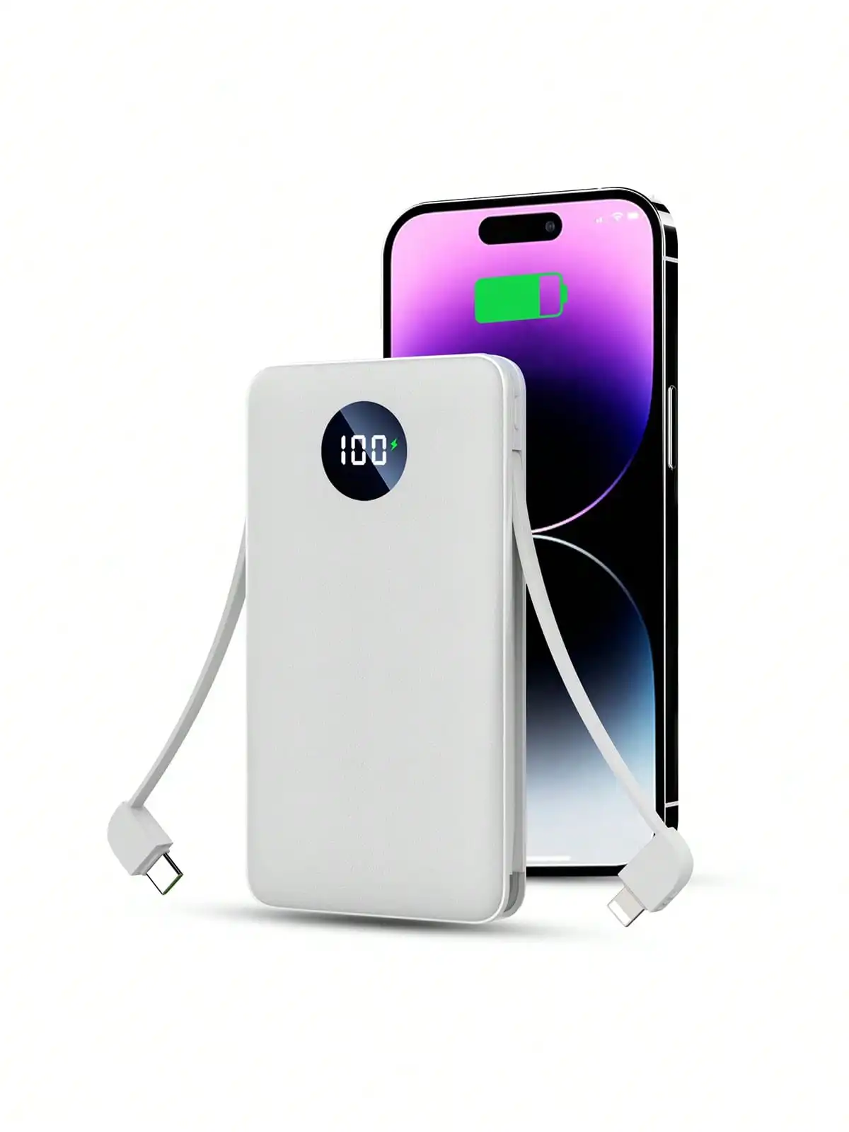Portable Charger12000mAh External Battery Packs,Ultra Slim Small Power Bank Compact With Built-In Cables,22.5W USB C Fast Charging LCD Display Clutch Charger For Iphone Android Cell Phones.(White)
Portable Charger12000mAh External Battery Packs,Ultra Slim Small Power Bank Compact With Built-In Cables,22.5W USB C Fast Charging LCD Display Clutch Charger For Iphone Android Cell Phones.(White)