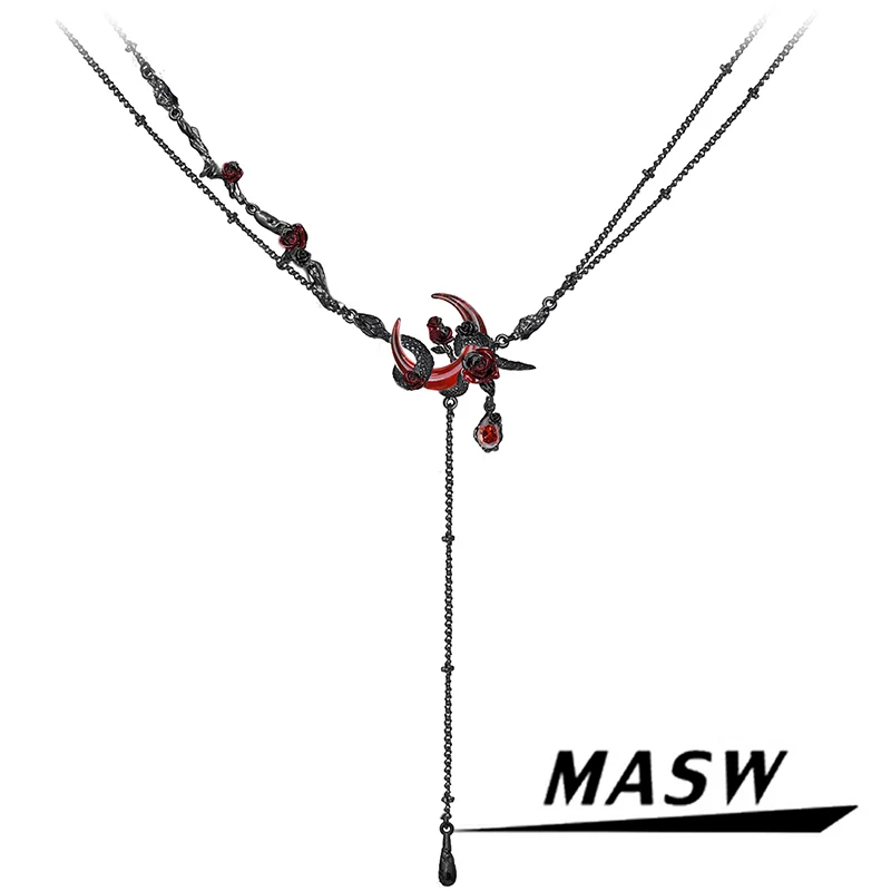 MASW Original Design 2025 Trend Chain Cool Black Snake Red Moon Necklace For Women Girl Gift Fashion Jewelry Accessories
MASW Original Design 2025 Trend Chain Cool Black Snake Red Moon Necklace For Women Girl Gift Fashion Jewelry Accessories