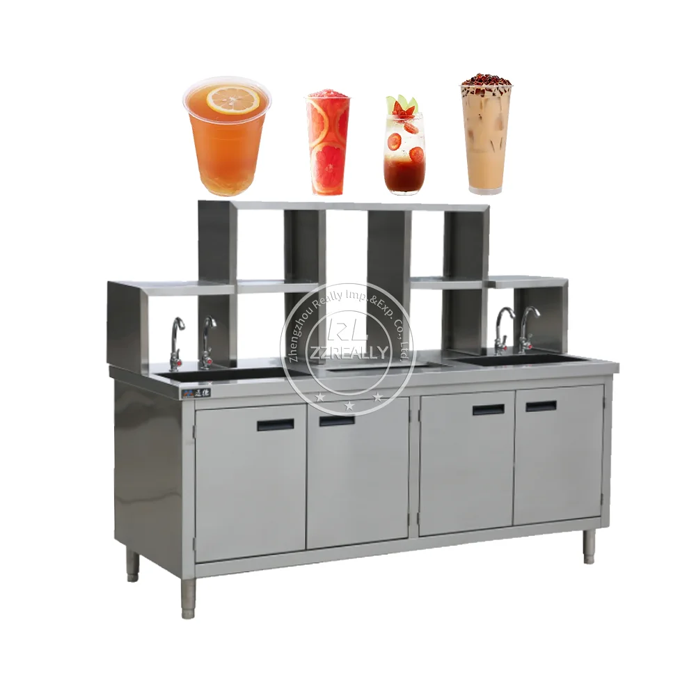 Customized Commercial Coffee Shop Counter Station Workbench Milk Tea Table Bubble Tea Counter Water bar for Milk Tea Shop
Customized Commercial Coffee Shop Counter Station Workbench Milk Tea Table Bubble Tea Counter Water bar for Milk Tea Shop