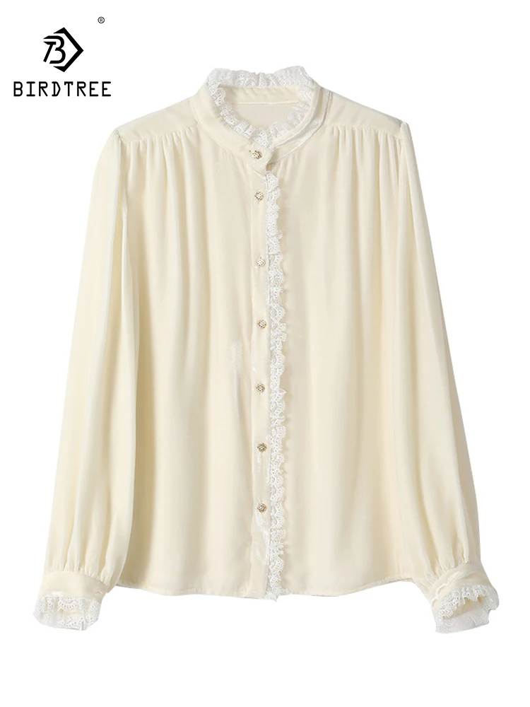 Birdtree 100%Real Silk Pearl Satin Shirt Women's Autumn French Vintage Lace Panel Velvet Long Sleeve Elegant Blouses T3N160QC
Birdtree 100%Real Silk Pearl Satin Shirt Women's Autumn French Vintage Lace Panel Velvet Long Sleeve Elegant Blouses T3N160QC