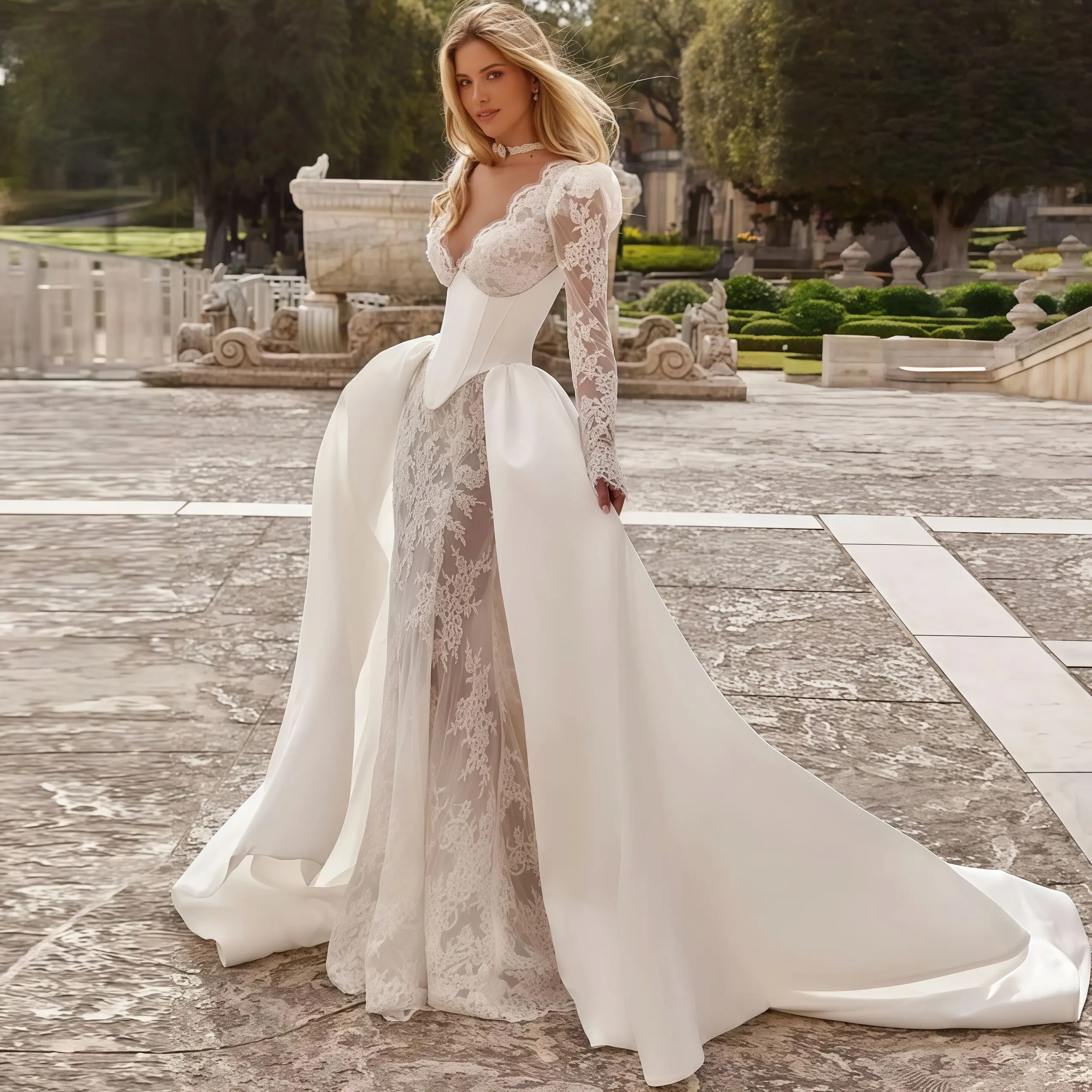 Изысканное свадебное платье-русалка с V-образным вырезом, длинными рукавами, кружевное, очаровательное, с шлейфом, на заказ, 2026
Изысканное свадебное платье-русалка с V-образным вырезом, длинными рукавами, кружевное, очаровательное, с шлейфом, на заказ, 2026