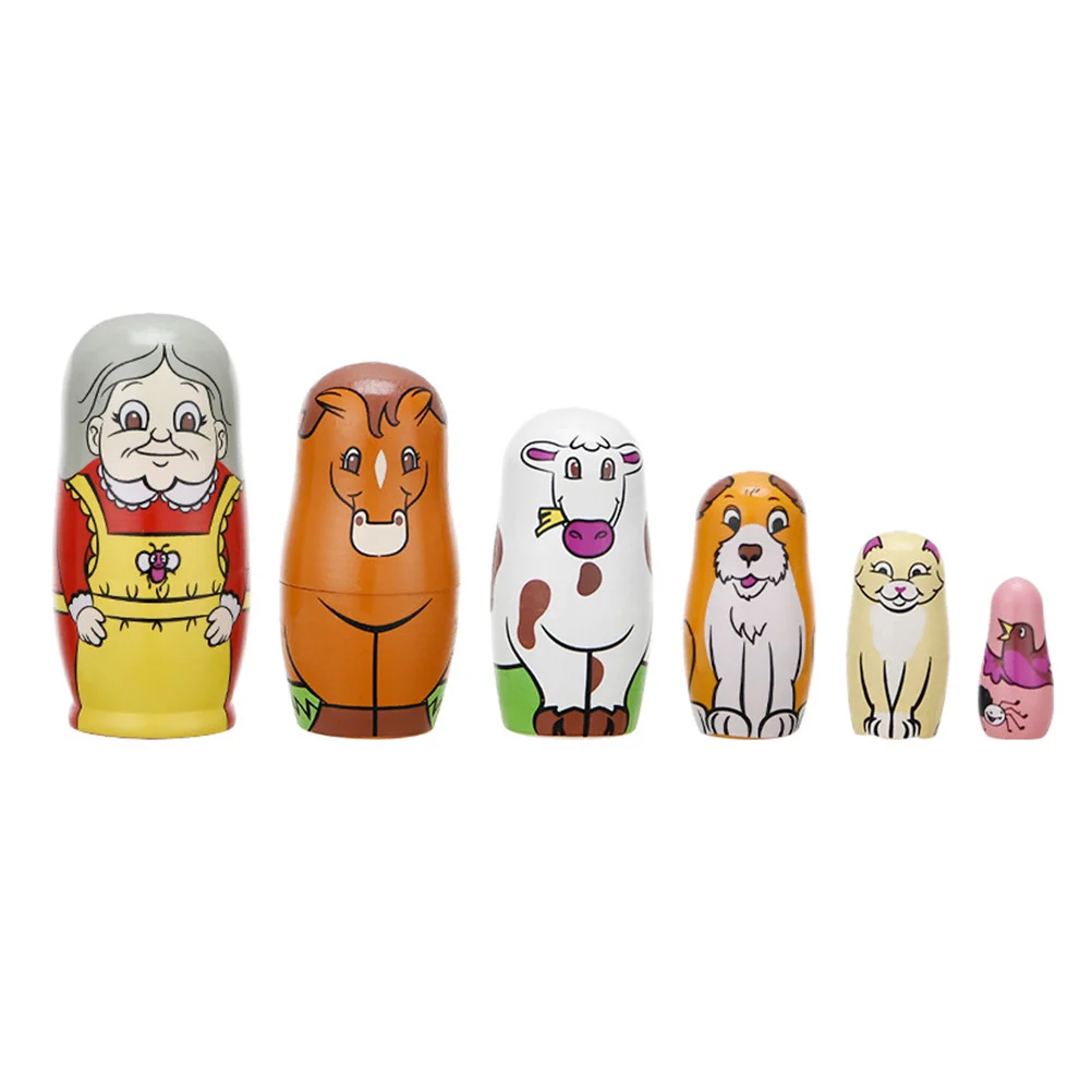 6pcs Wooden Matryoshka Cartoon Nesting For Kids Decorative Wood Craftwork Russian Set Grandmother Pattern
6pcs Wooden Matryoshka Cartoon Nesting For Kids Decorative Wood Craftwork Russian Set Grandmother Pattern