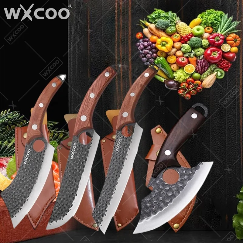 WXCOO 4pcs Stainless Steel Kitchen Knife Set Cutting Board Handmade Forged Butcher Knife Fruit Slicing Meat Cleaver Boning Knife
WXCOO 4pcs Stainless Steel Kitchen Knife Set Cutting Board Handmade Forged Butcher Knife Fruit Slicing Meat Cleaver Boning Knife
