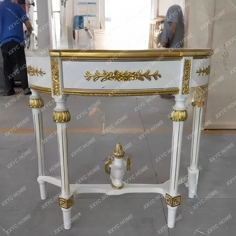 neoclassical solid wood white gold-painted entrance cabinet semi-round wall side table back table
neoclassical solid wood white gold-painted entrance cabinet semi-round wall side table back table