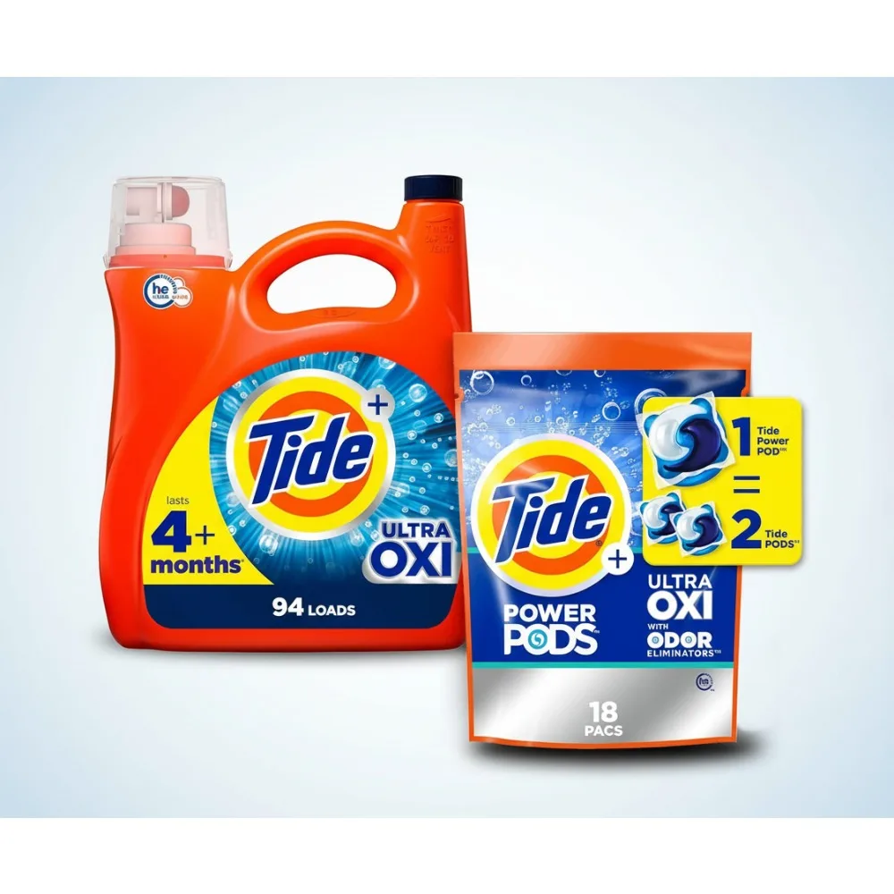 Ultra Oxi Liquid Laundry Detergent Bundle with Power PODS - 94 Loads + 18 Pacs for Tough Stains & Odors
Ultra Oxi Liquid Laundry Detergent Bundle with Power PODS - 94 Loads + 18 Pacs for Tough Stains & Odors