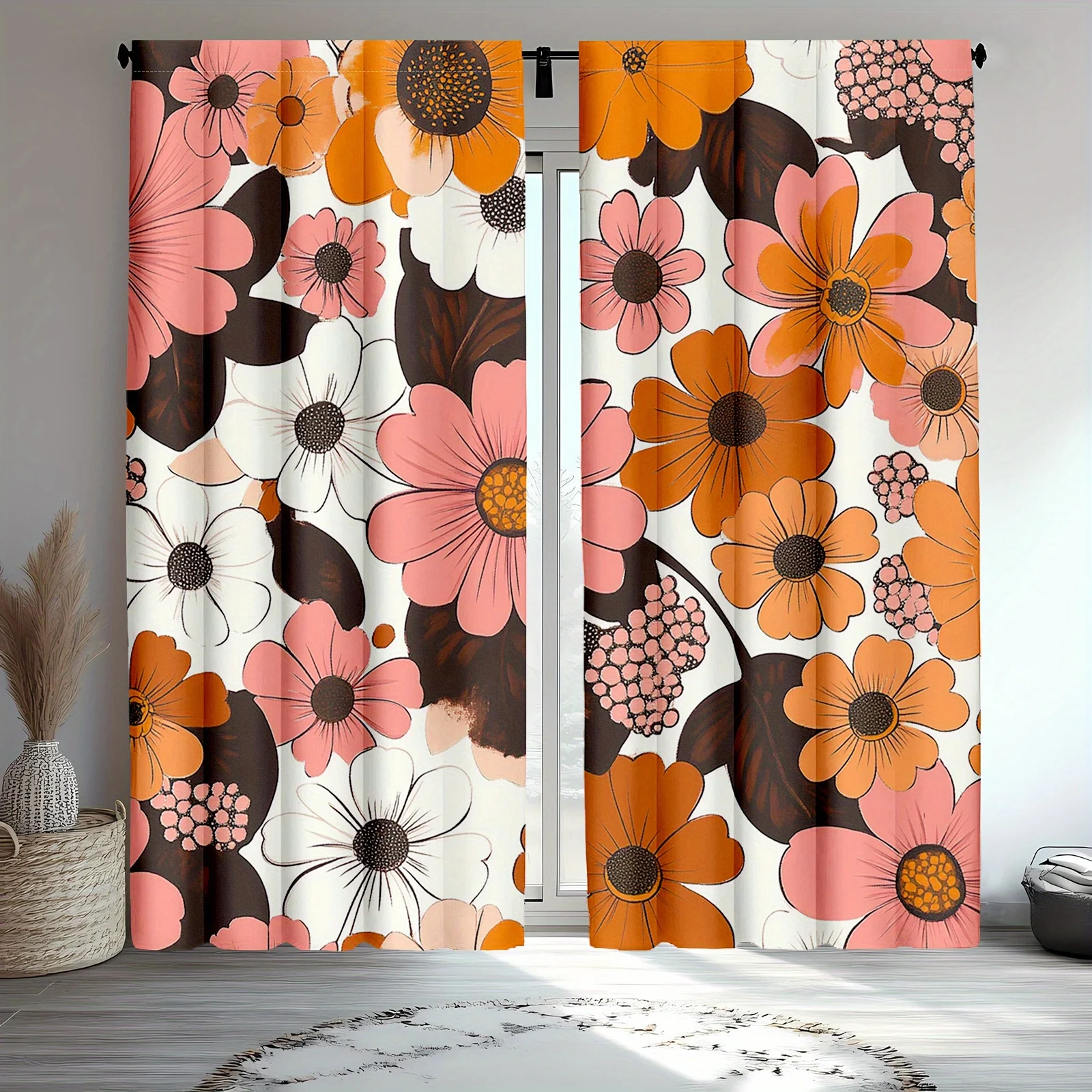 2 шт. яркие оранжевые и розовые шторы с цветочным узором, полиэфирная ткань, можно стирать в машине, подходят для спальни, гостиной
2 шт. яркие оранжевые и розовые шторы с цветочным узором, полиэфирная ткань, можно стирать в машине, подходят для спальни, гостиной