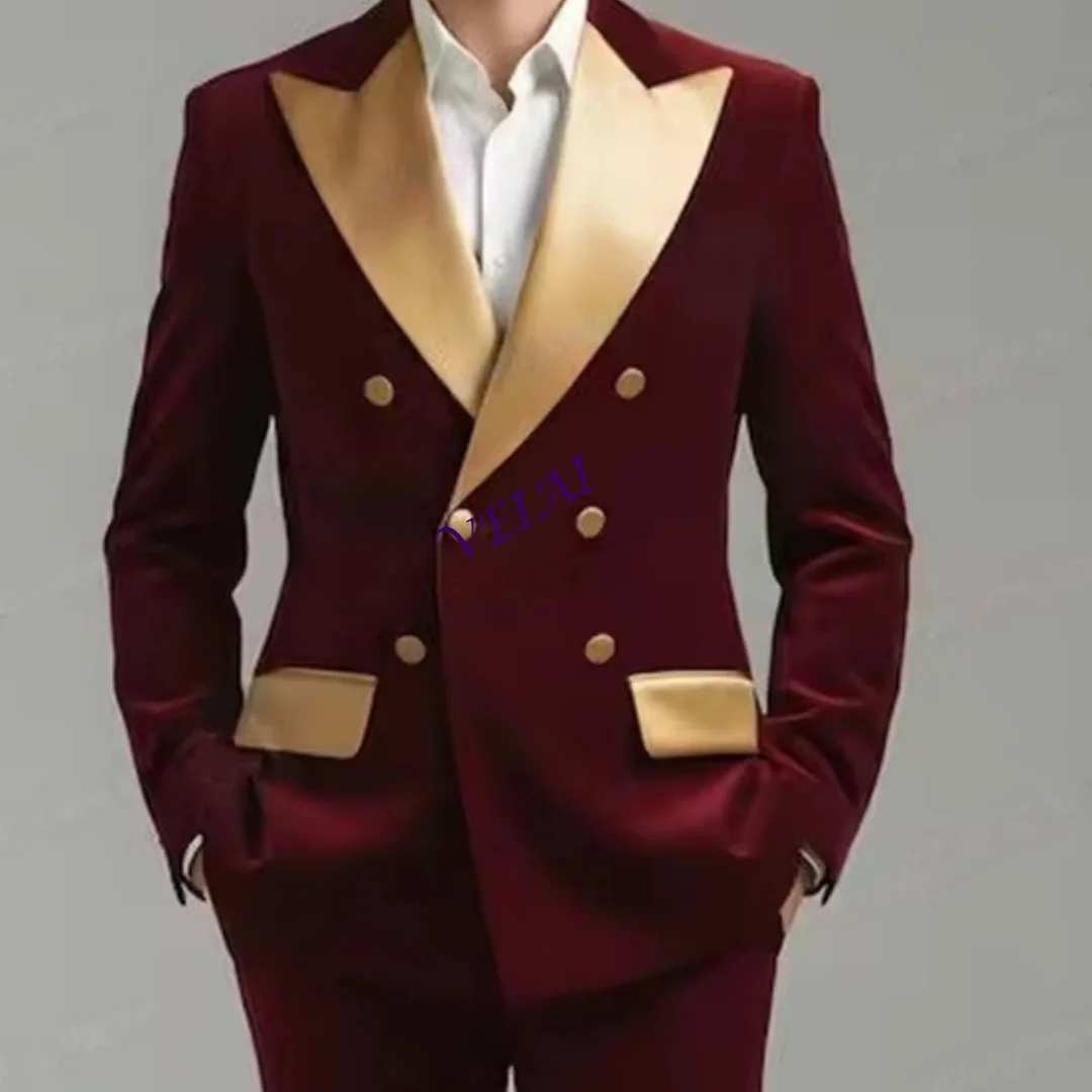 CustomizedGold Collor Burgundy Velvet Men Suit Formal Groom Groomsman Wedding Party Prom Male Business Tuxedos 2 Piece Set Blaze
CustomizedGold Collor Burgundy Velvet Men Suit Formal Groom Groomsman Wedding Party Prom Male Business Tuxedos 2 Piece Set Blaze