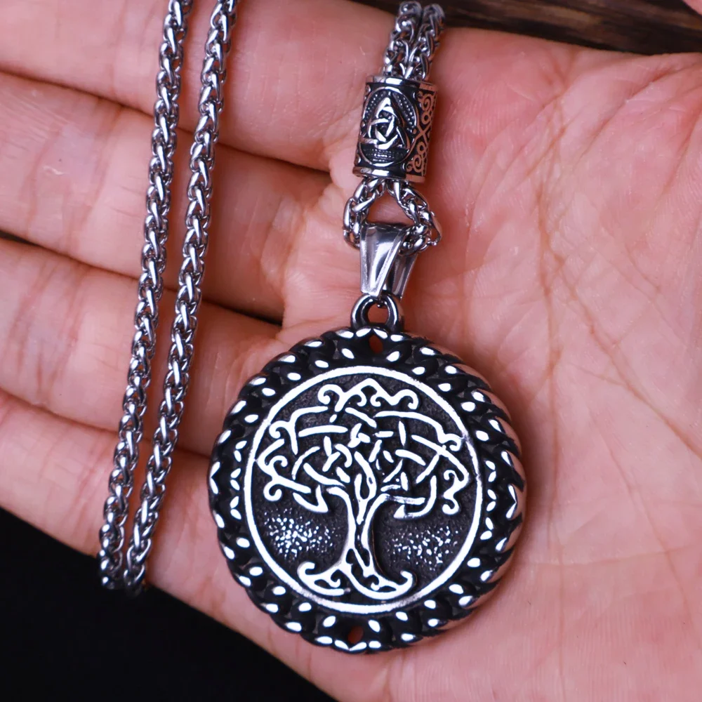 316L Stainless Steel Nordic Yggdrasil Pendant Necklace Men Double-Sided Retro Viking Tree of Life Necklace Amulet Beaded Jewelry
316L Stainless Steel Nordic Yggdrasil Pendant Necklace Men Double-Sided Retro Viking Tree of Life Necklace Amulet Beaded Jewelry